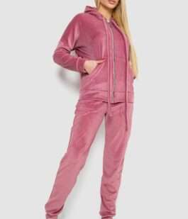 Спортивный костюм женский велюровый, цвет пудровый, 177R018