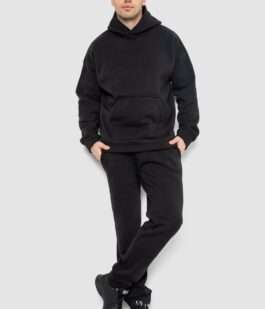 Спортивный костюм мужской на флисе, цвет черный, 177R235-1