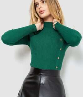 Водолазка женская в рубчик, цвет зеленый, 204R045