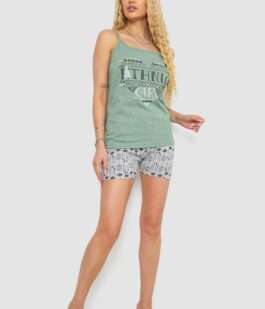 Пижама женская с принтом, цвет оливковый, 238R3116