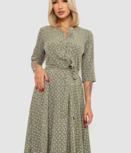 Платье софт с принтом, цвет оливковый, 230R1011-5