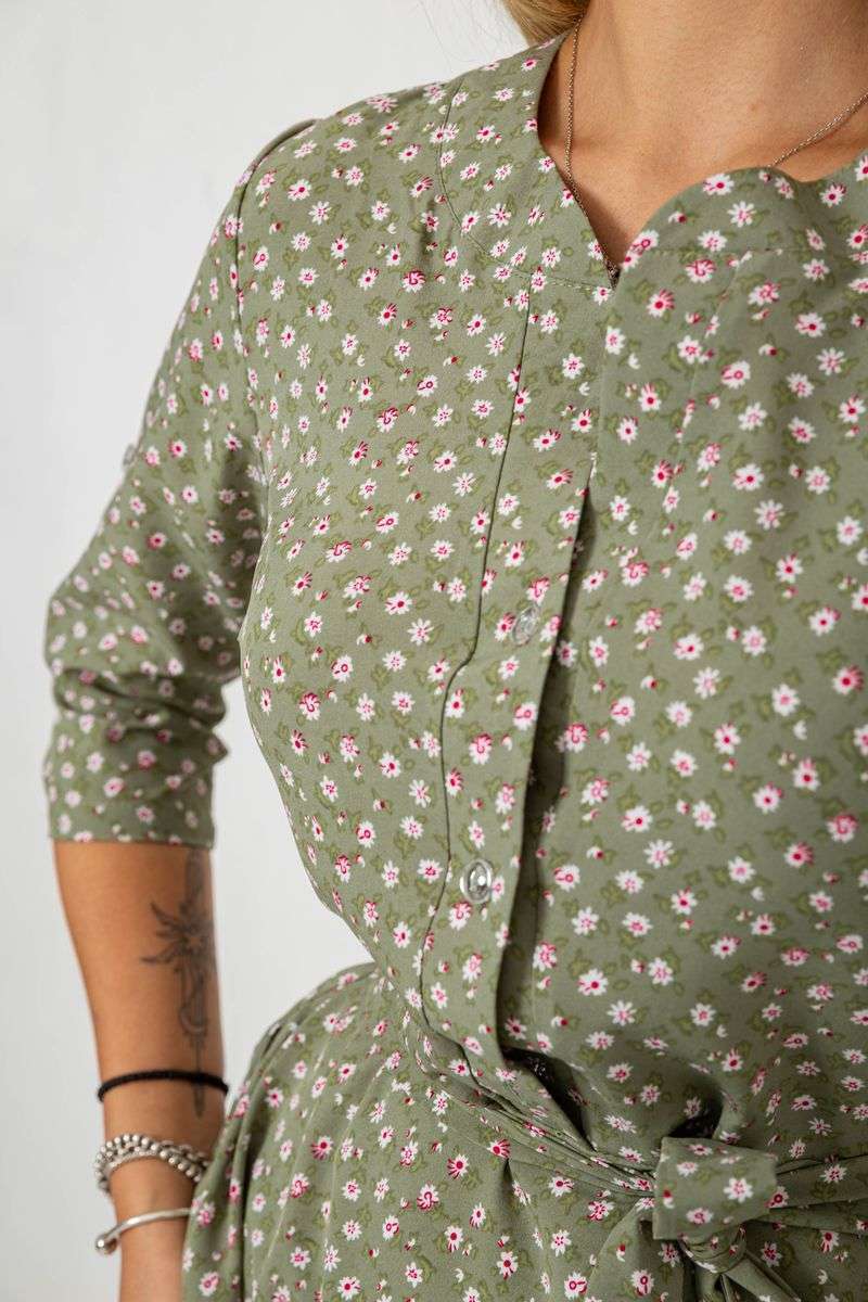 Платье софт с принтом, цвет оливковый, 230R1011-5 — изображение 5