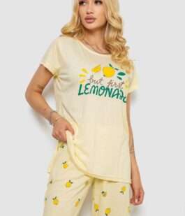Пижама женская с принтом, цвет желтый, 243R7054