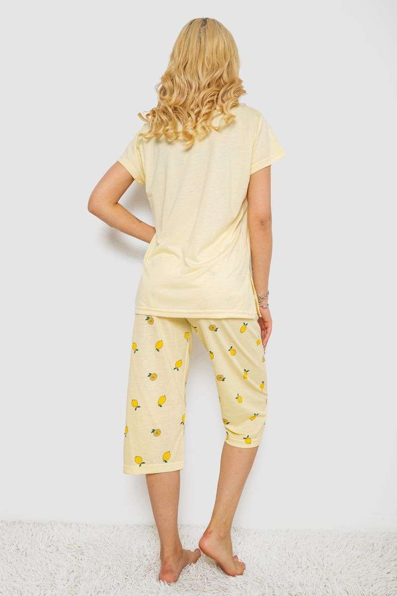 Пижама женская с принтом, цвет желтый, 243R7054 — изображение 4