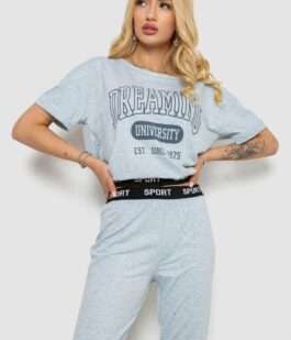 Пижама женская с принтом, цвет серый, 243R1488-015