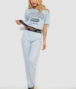 Пижама женская с принтом, цвет серый, 243R1488-015