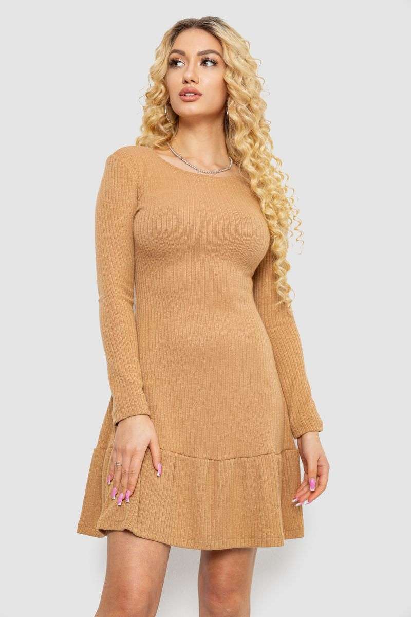 Платье трикотажное с оборкой