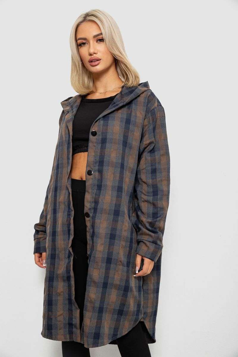 Кардиган женский в клетку, цвет бежевый, 257R233-6 — изображение 4