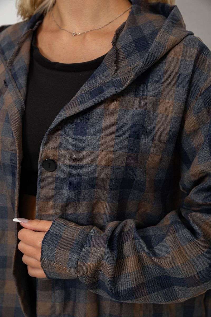 Кардиган женский в клетку, цвет бежевый, 257R233-6 — изображение 6