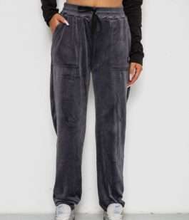 Спортивные штаны велюровые женские на флисе, цвет серый, 238R58649