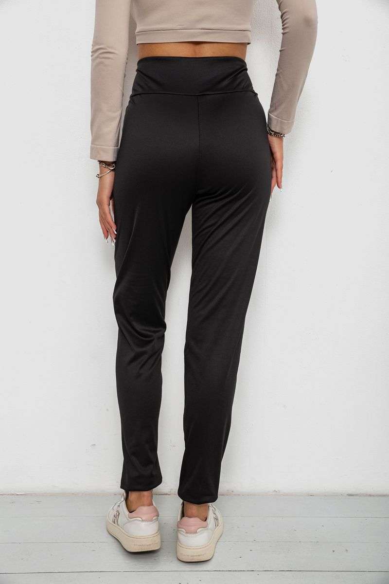 Лосины однотонные на флисе, цвет черный, 238R58412 — изображение 4