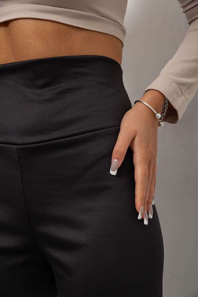 Лосины однотонные на флисе, цвет черный, 238R58412 — изображение 5