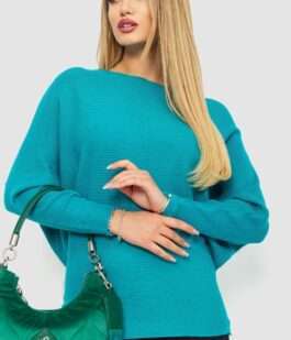 Кофта женская однотонная, цвет бирюзовый, 244R2034