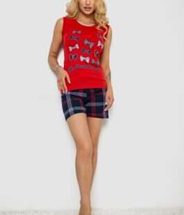 Пижама женская с принтом, цвет красный, 243R0148