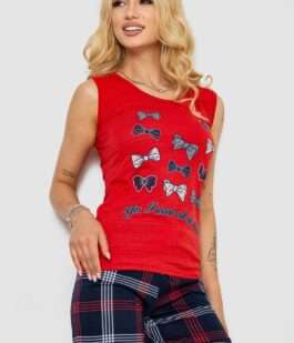 Пижама женская с принтом, цвет красный, 243R0148