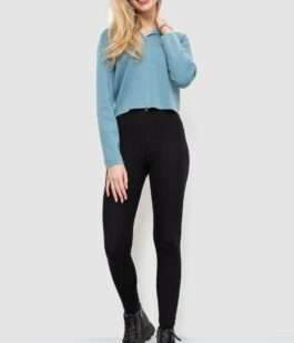 Кофта женская на молнии с капюшоном, цвет джинс, 244R008