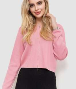 Кофта женская на молнии с капюшоном, цвет розовый, 244R008
