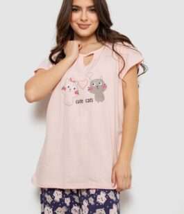 Пижама женская с принтом, цвет розовый, 243R1600-016