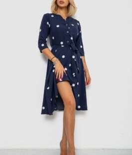 Платье софт с принтом в горох, цвет синий, 230R1011-6