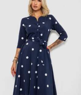 Платье софт с принтом в горох, цвет синий, 230R1011-6
