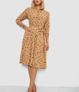 Платье софт с принтом в горох, цвет бежевый, 230R1011-6