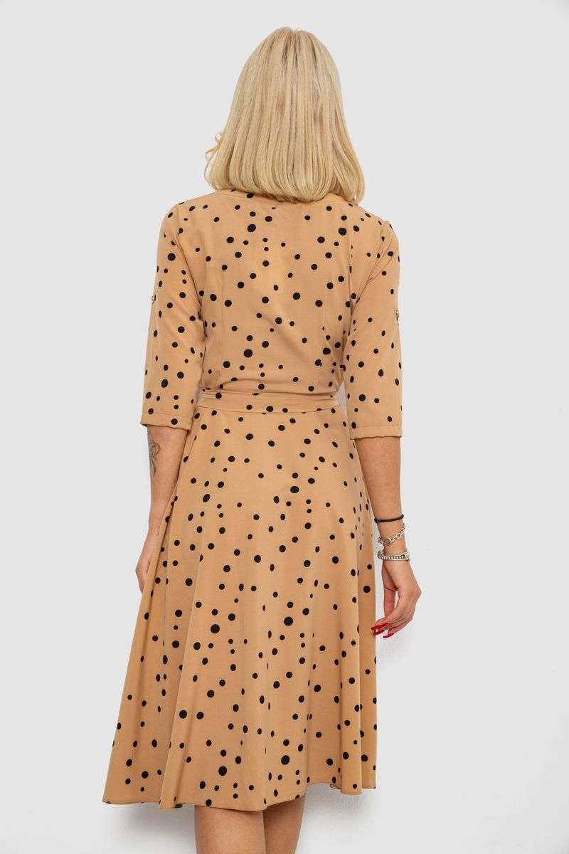 Платье софт с принтом в горох, цвет бежевый, 230R1011-6 — изображение 4