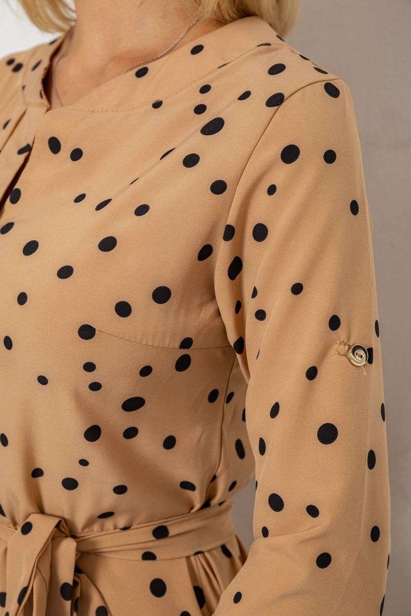 Платье софт с принтом в горох, цвет бежевый, 230R1011-6 — изображение 5