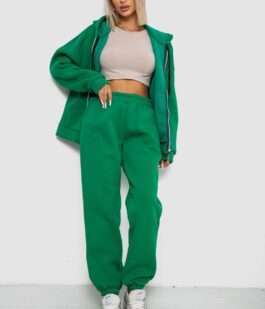 Спортивный костюм женский на флисе, цвет зеленый, 238R5715
