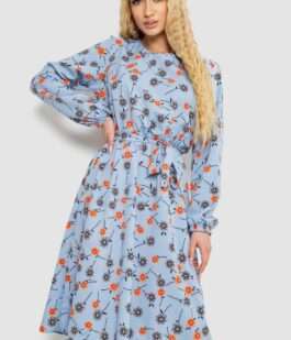 Платье с принтом софт, цвет джинс, 214R0226-4