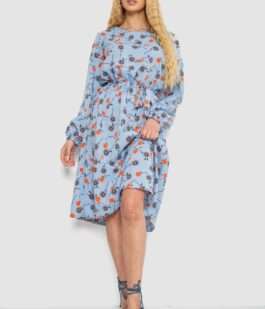 Платье с принтом софт, цвет джинс, 214R0226-4