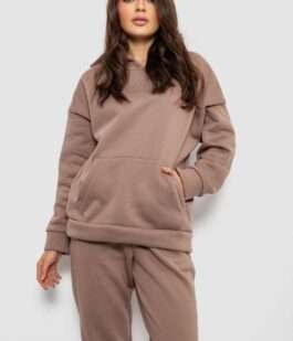 Спортивный костюм женский на флисе, цвет темно-бежевый, 257R85