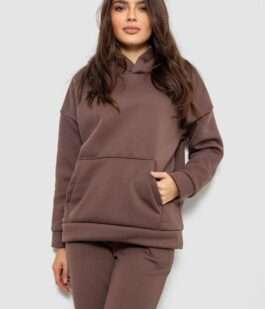 Спортивный костюм женский на флисе, цвет коричневый, 257R85
