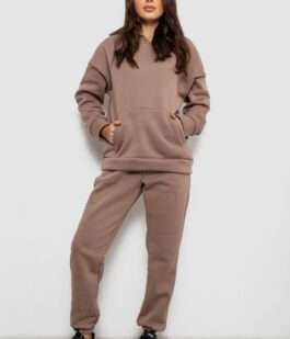 Спортивный костюм женский на флисе, цвет темно-бежевый, 257R85