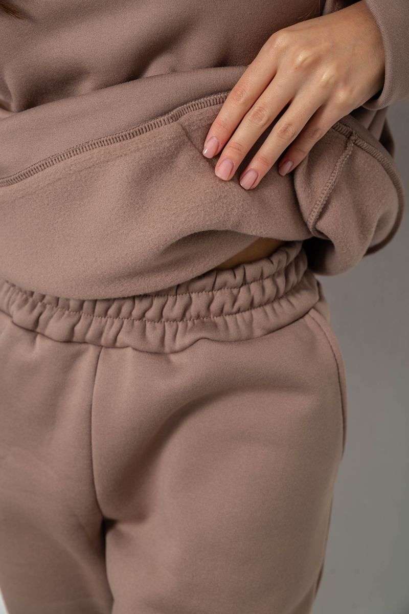 Спортивный костюм женский на флисе, цвет темно-бежевый, 257R85 — изображение 6