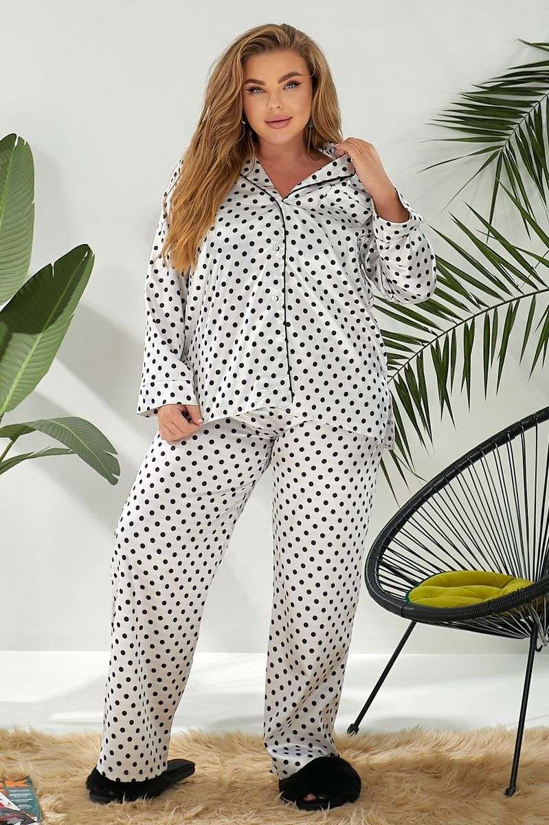 Пижама женская в горох, цвет молочный, 257R333 — изображение 5