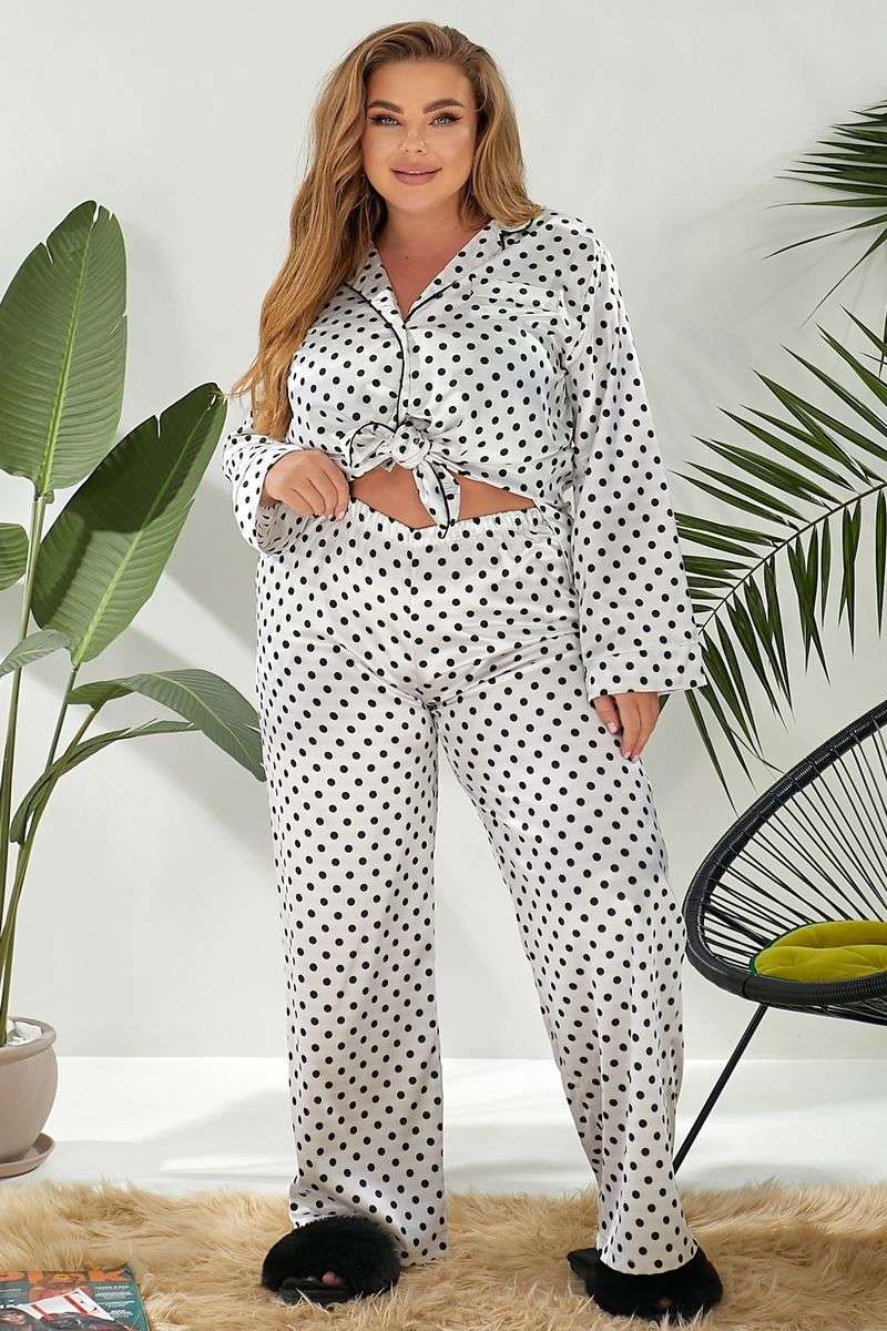 Пижама женская в горох, цвет молочный, 257R333 — изображение 6