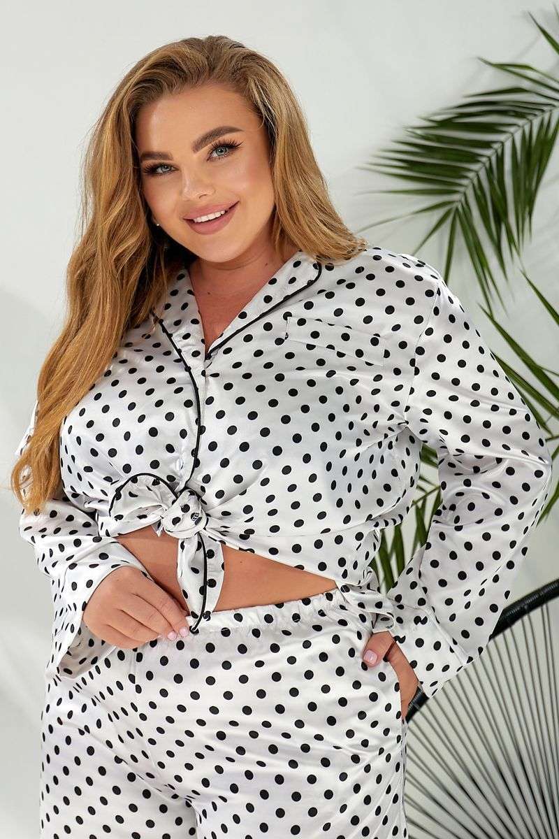 Пижама женская в горох, цвет молочный, 257R333 — изображение 7