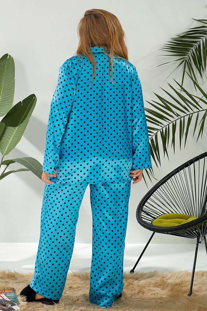 Пижама женская в горох, цвет голубой, 257R333 — изображение 6