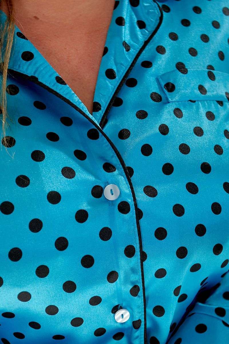 Пижама женская в горох, цвет голубой, 257R333 — изображение 8