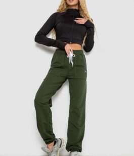 Спортивные штаны женские, цвет хаки, 247R4670