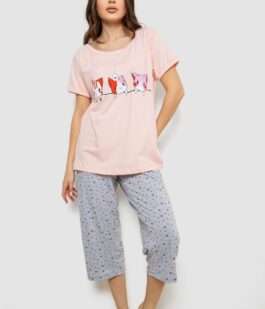 Пижама женская с принтом, цвет персиковый, 243R1602-008