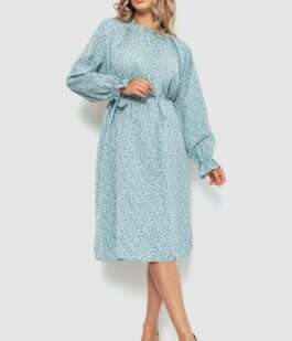 Платье свободного кроя шифоновое, цвет светло-бирюзовый, 204R701