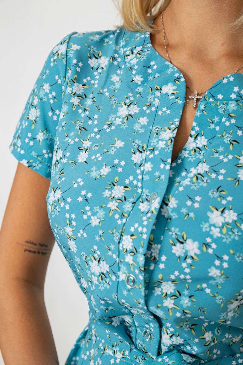 Платье софт с принтом, цвет бирюзовый, 230R1111 — изображение 5