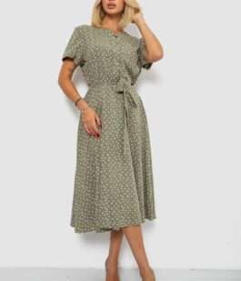 Платье софт с принтом, цвет оливковый, 230R1111