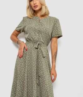 Платье софт с принтом, цвет оливковый, 230R1111