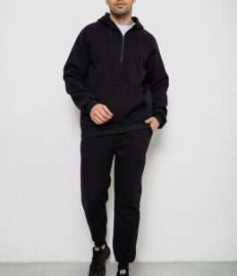 Спортивный костюм мужской из турецкой трехнити на флисе., цвет черный, 238R166