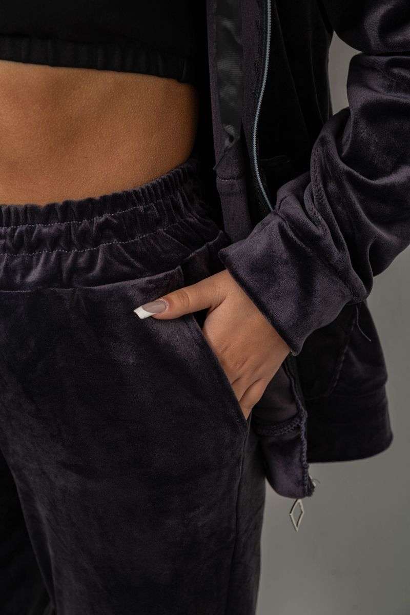 Спортивный костюм женский велюровый, цвет чернильный, 257R4119 — изображение 5