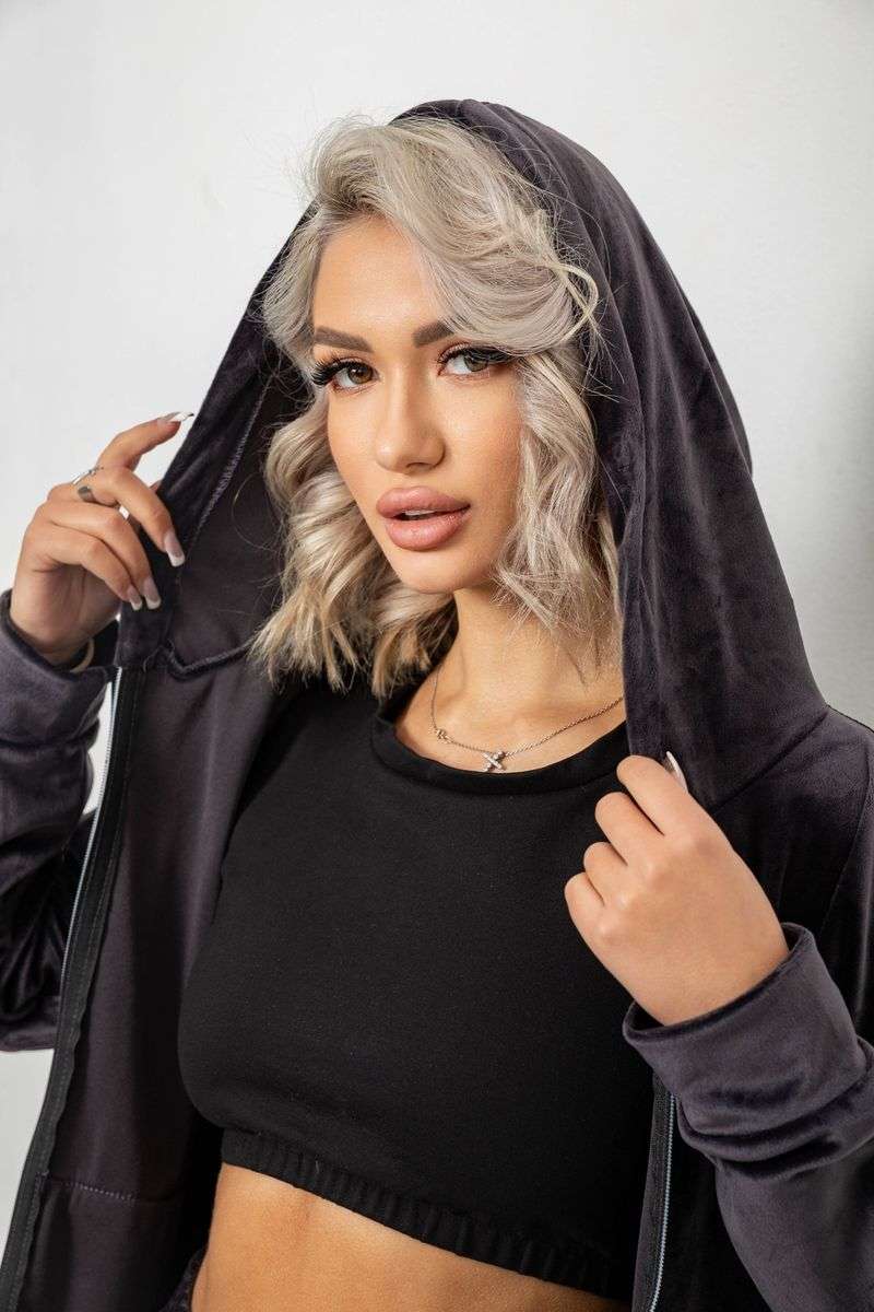 Спортивный костюм женский велюровый, цвет чернильный, 257R4119 — изображение 6