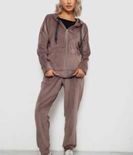 Спортивный костюм женский велюровый, цвет мокко, 257R4119
