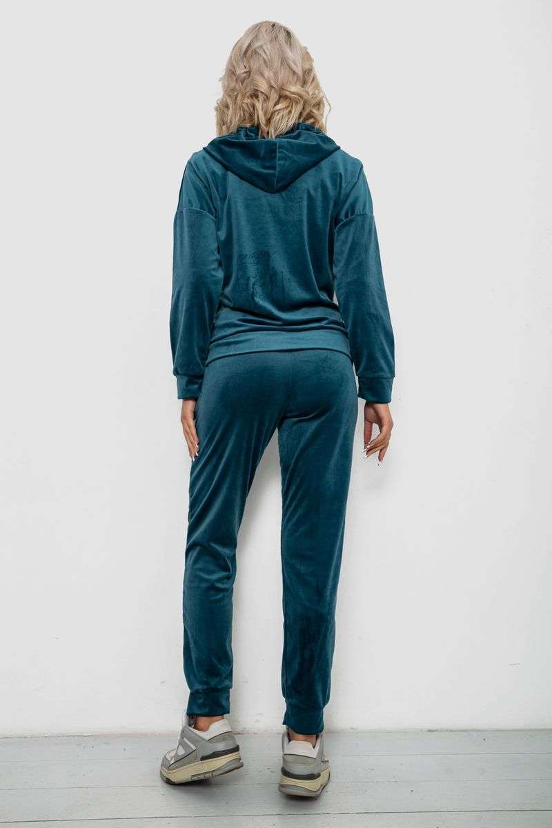 Спортивный костюм женский велюровый, цвет изумрудный, 257R4119 — изображение 4